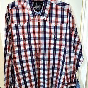 Men’s long sleeve pearl snap Petrol Jeans shirt.